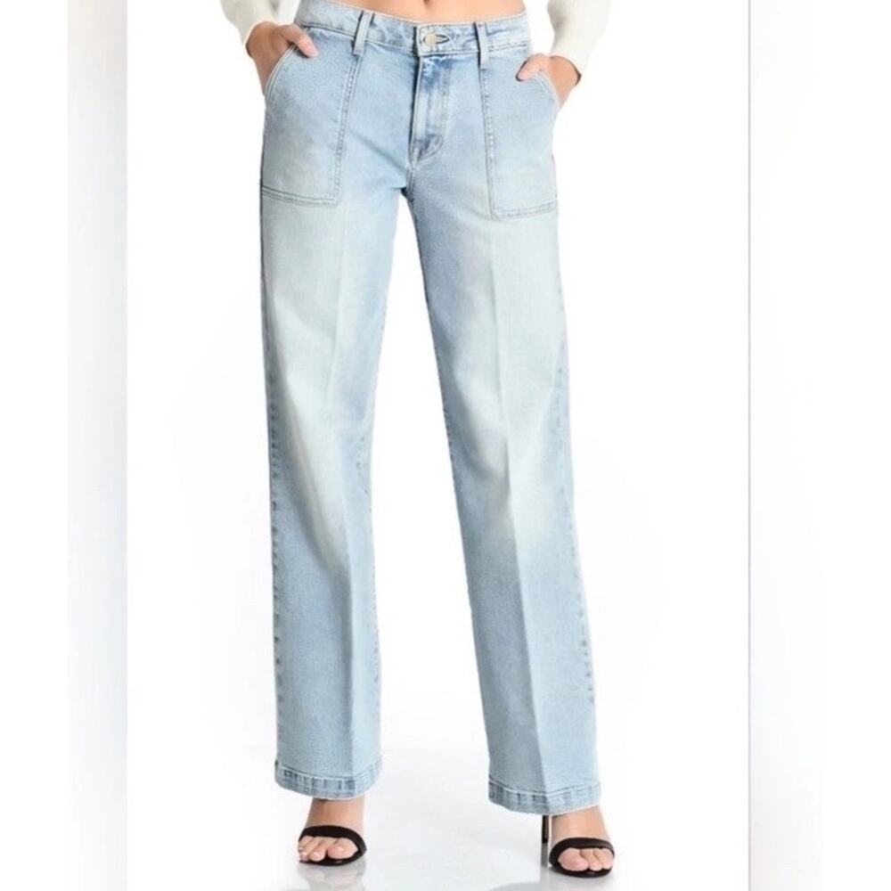 NWT Fidelity Joni Koko Blue Fashion Wide Leg Jeans 30/10 Light USA Slant Pockets